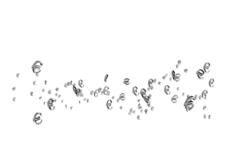 Floating euro currency symbols on transparent background
