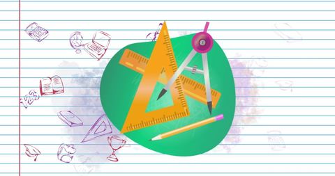 Creative Composition of Geometry Tools on Lined Paper Background - Download Free Stock Images Pikwizard.com