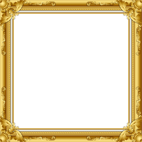 Ornamental gold baroque frame on transparent background