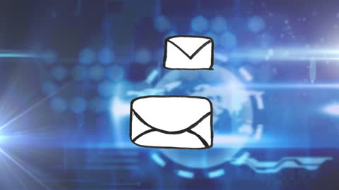 Digital Data Processing with Futuristic Envelopes Icons