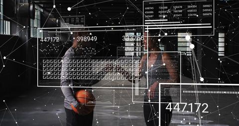 Coaching basketball player using augmented reality performance analytics in industrial gym