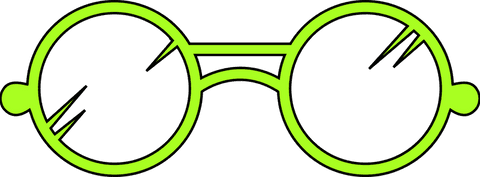 Neon green round glasses frames on transparent background
