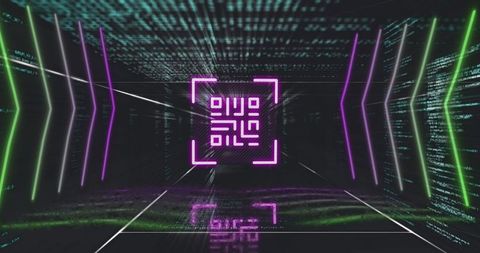 Futuristic QR Code on Neon Digital Interface - Download Free Stock Images Pikwizard.com
