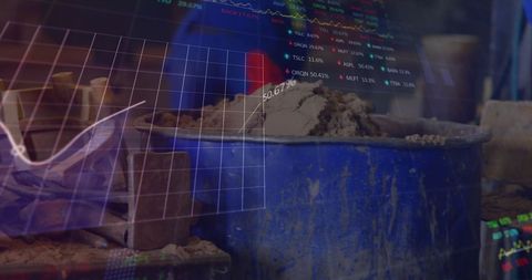 Stock Market Data Overlaid on Industrial Manufacturing Scene