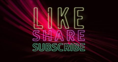 Neon Text Like Share Subscribe on Dark Background - Download Free Stock Images Pikwizard.com
