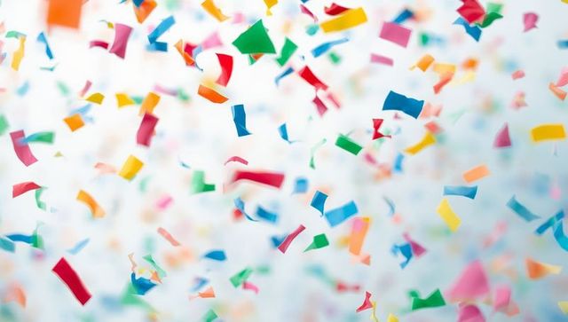 Vibrant Colorful Confetti Floating in Celebration Scene