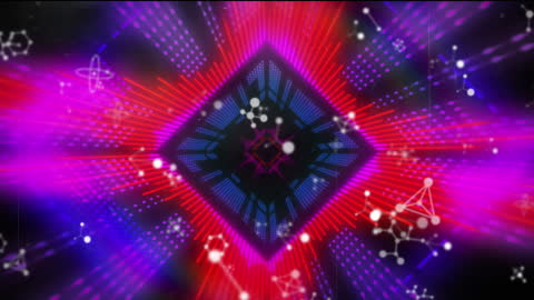 Dynamic Molecules and Neon Lights Abstract Background