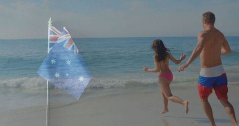 Couple enjoying australian beach leisure