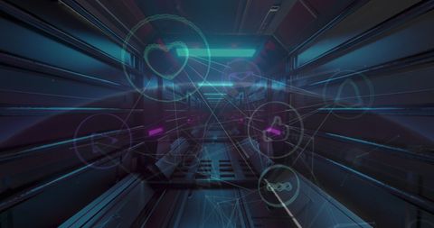 Futuristic social media interface with virtual icons