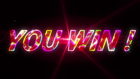 Vibrant You Win Text with Light Trails