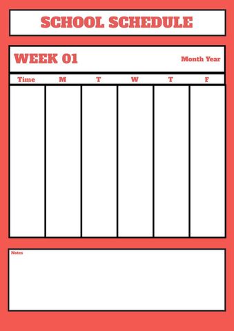 Weekly School Schedule Template for Organized Planning - Download Free Stock Templates Pikwizard.com