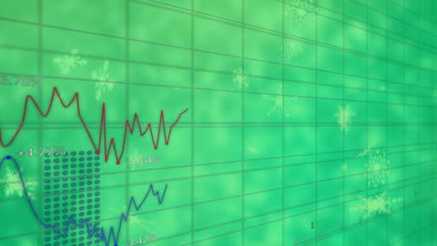 Digital Data Processing with Snowflakes on Green Background