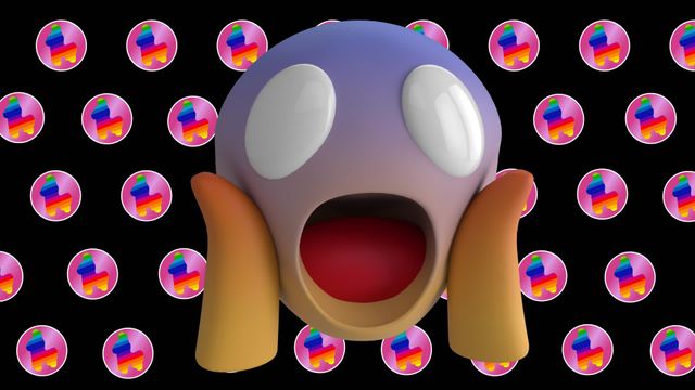 This vibrant and expressive digital graphic features a shocked scream emoji surrounded by colorful toy icons on a black background. Perfect for use in social media posts, digital interfaces, communication apps, and global communication-themed projects, it conveys surprise and urgency in playful, modern design.