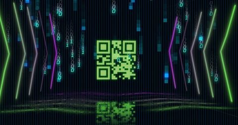 Dynamic QR Code Surrounded by Binary Code and Digital Elements - Download Free Stock Images Pikwizard.com