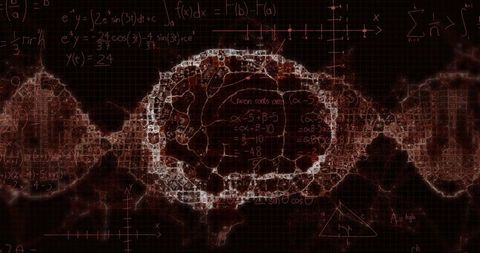 Futuristic brain and dna symbiosis with mathematical concepts