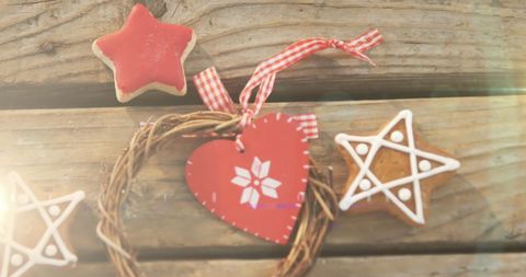 Traditional Gingerbread Cookies and Christmas Decorations on Rustic Wood - Download Free Stock Images Pikwizard.com