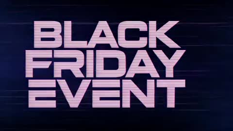 Black Friday Event Retro Neon Glitch Looping Headline with Scanline Animation