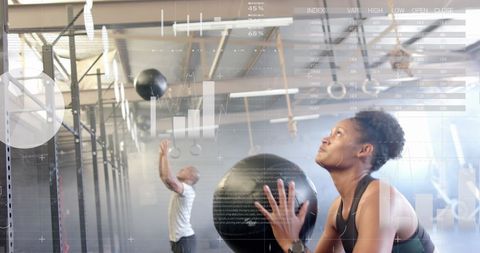 Dynamic Cross Training with Medicine Ball in Futuristic Gym