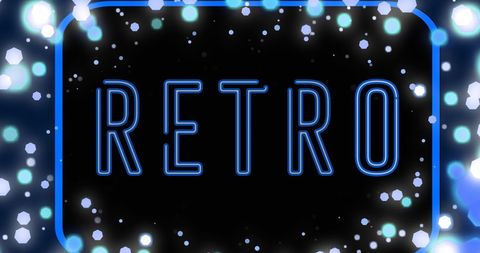 Retro Neon Text with Festive Christmas Lights Flickering