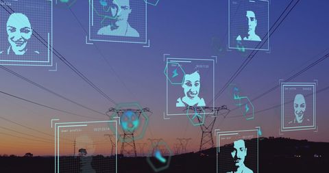 Facial Recognition Technology in Futuristic Network Concept - Download Free Stock Images Pikwizard.com