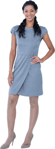 Smiling biracial businesswoman in professional attire on transparent background