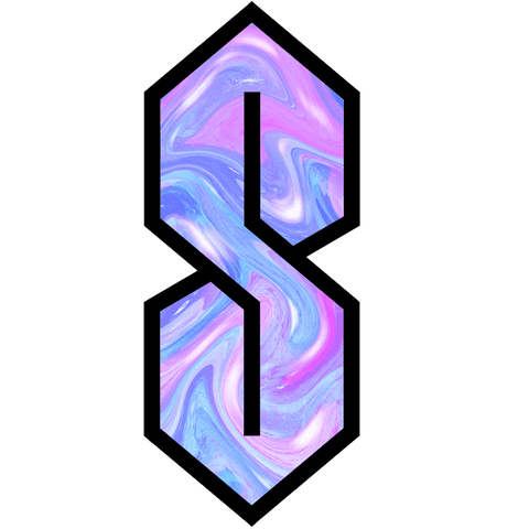 Graffiti-style s symbol on transparent gradient background
