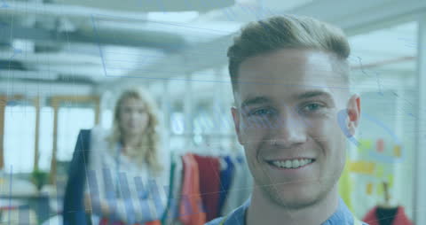 Digital Interface and Businessman with Data Visualization