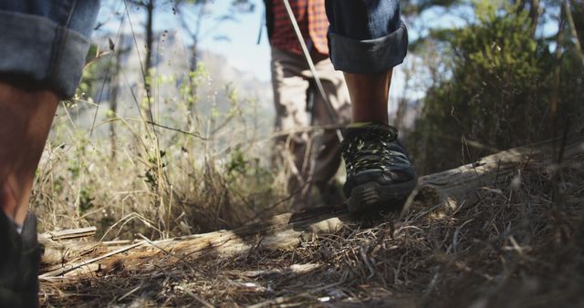 Hiking through Forest Trail with Focus on Feet - Download Free Stock Images Pikwizard.com