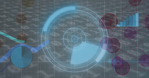 Futuristic Digital Interface with Data and Network Visualizations