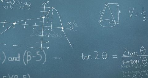 Mathematical Formulas and Graphs on Blue Chalkboard - Download Free Stock Images Pikwizard.com