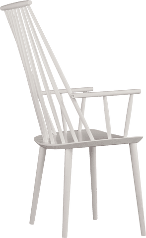High-Back White Wooden Chair with Transparent Background