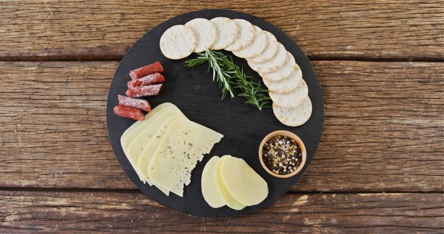 Gourmet Cheese Platter with Crackers, Salami, and Pepper - Download Free Stock Images Pikwizard.com