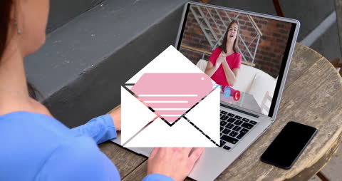 Virtual Video Call and Email Communication Concept