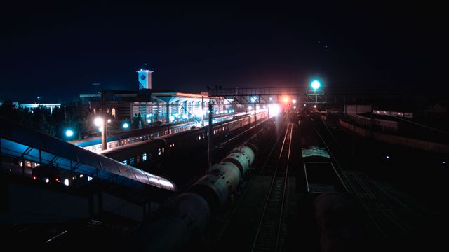 Night Scene of Urban Train Station with Illuminated Platform - Download Free Stock Photos Pikwizard.com