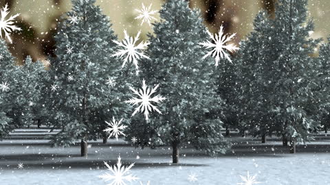 Animated Snowfall Over Winter Pine Forest