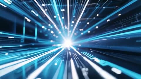 Futuristic High-Tech Tunnel with Glowing Data Streams