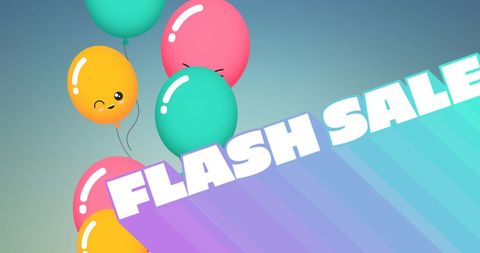 Colorful Flash Sale Banner with Cartoon Balloons - Download Free Stock Images Pikwizard.com