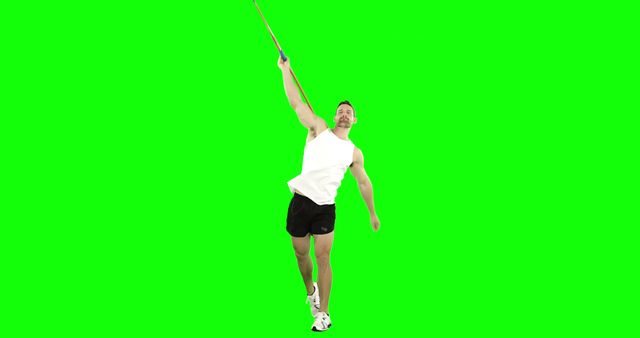 Athletic Man Pole Vaulting against Green Screen Background - Download Free Stock Images Pikwizard.com