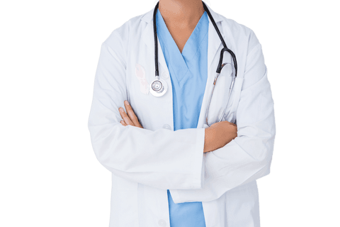 Transparent healthcare professional crossing arms confidently