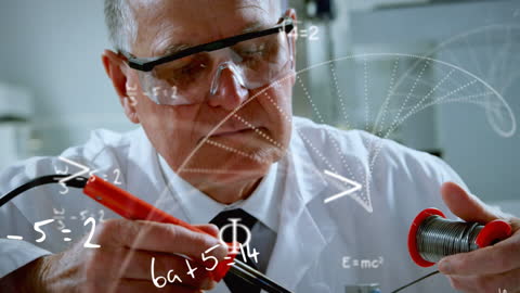 Elderly Scientist Engaged in Advanced Scientific Experiment