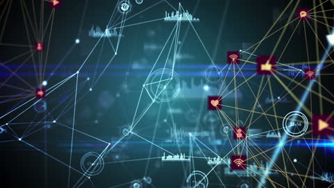 Abstract Network Data with Digital Interface Icons