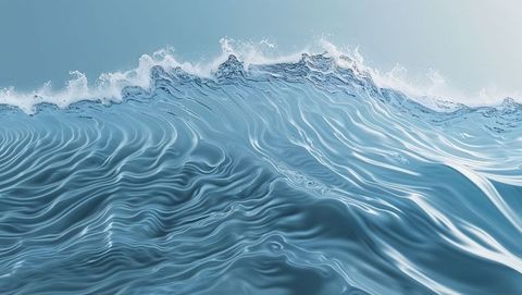 Stylized Ocean Wave with Swirling Patterns and Foam Crest