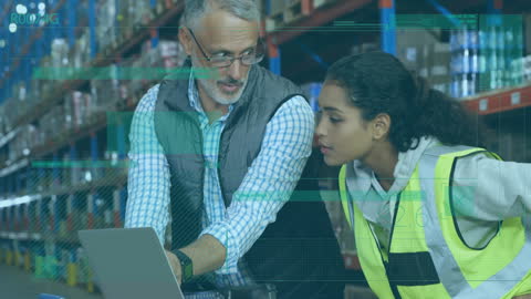 Diverse Team Analyzing Logistics Data in Warehouse