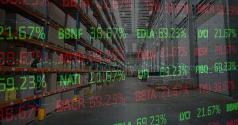 Digital Stock Market Data Projection in Warehouse - Download Free Stock Images Pikwizard.com