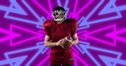 American Football Player Against Neon Arrow Background