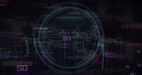 Futuristic Digital Interface with Urban Skyline and 5G Concept - Download Free Stock Images Pikwizard.com