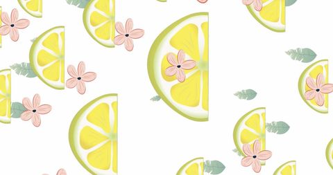 Lemon and Floral Seamless Pattern Design