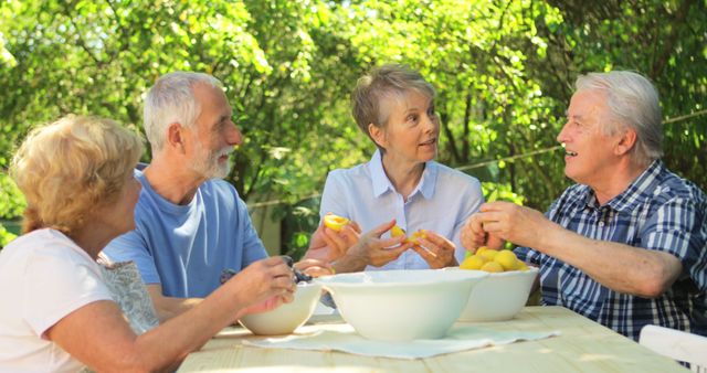 Happy Senior Friends Enjoying Time Together Outdoors - Download Free Stock Images Pikwizard.com