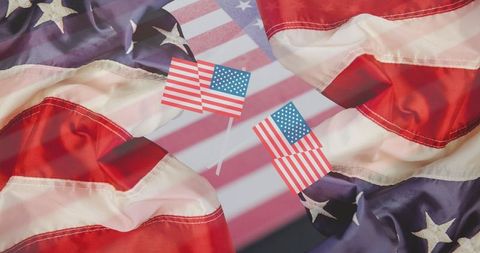 American Flag Picks with Crumpled Cloth and Vintage Charm