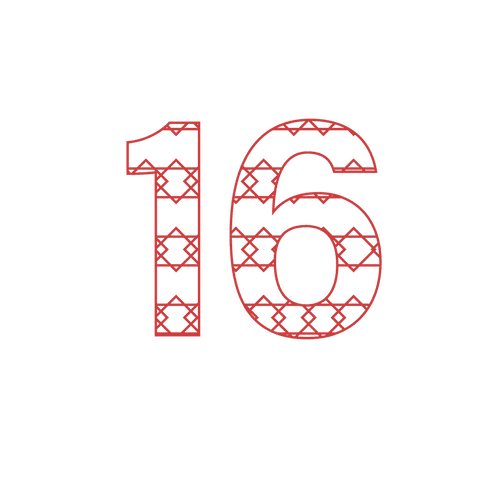 stylish red number 16 with pattern on transparent background - Download Free Stock Videos Pikwizard.com